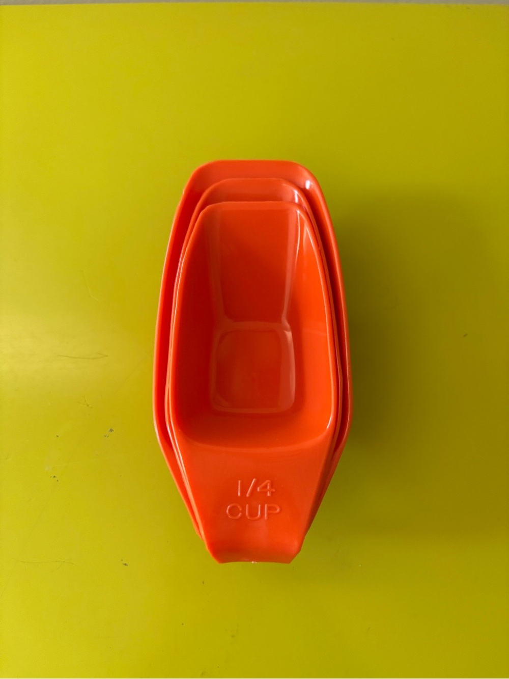 Vintage Rubbermaid Nesting Measuring Cups #2211-2214 Orange Mid Century Modern - Picture 3 of 7
